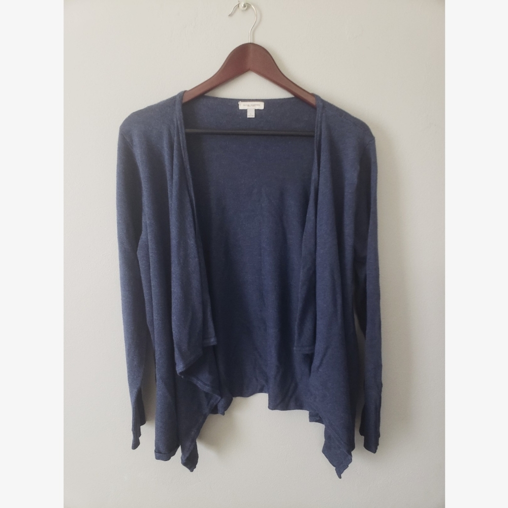 Olivia Warren new york navy blue waterfall open cardigan sweater size large